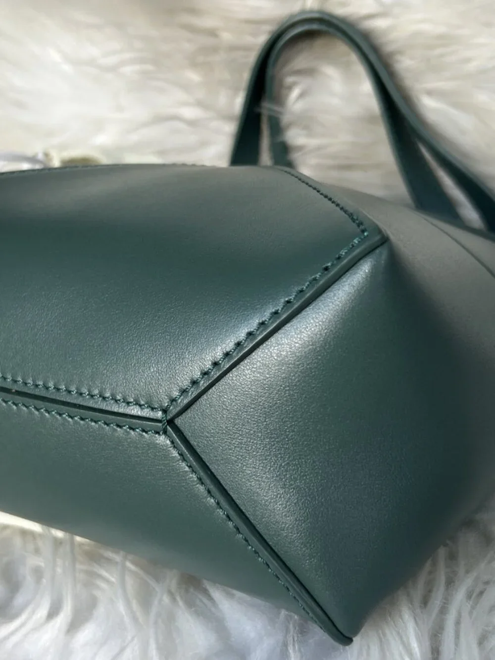LOEWE Mini Fold Tote in green shiny calfskin-NWOT, current season color!